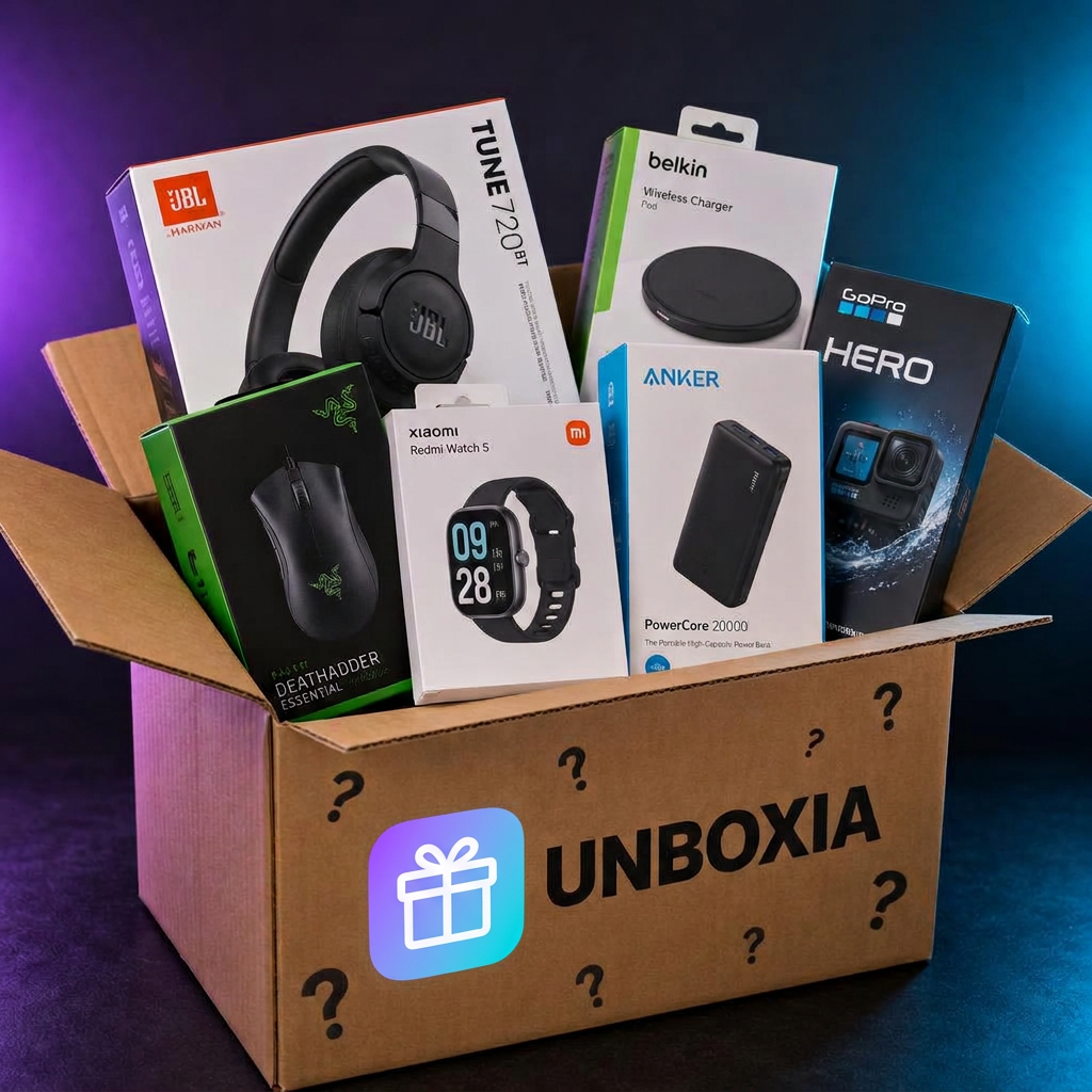 Střední Mystery Box — mystery box Unboxia s elektronikou